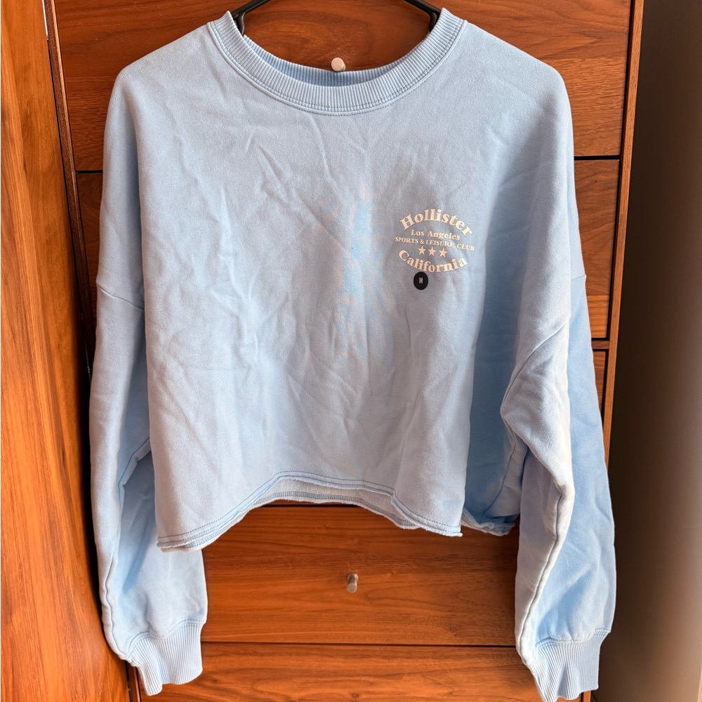 Hollister Baby blue Crop Sweatshirt Size Medium